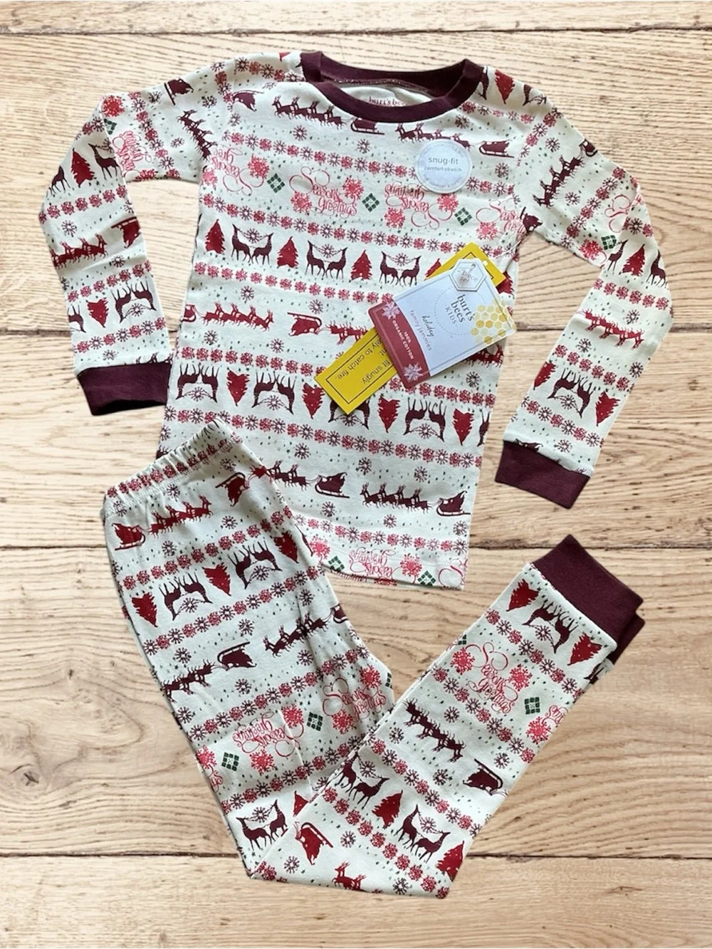 Season Greetings Fair Isle Organic Cotton Pajama Set 4T NWT